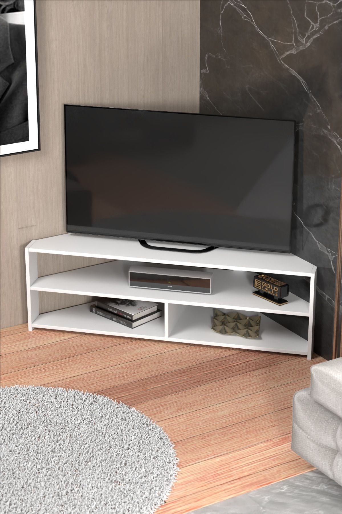 Köşe TV Ünitesi Beyaz 140 cm