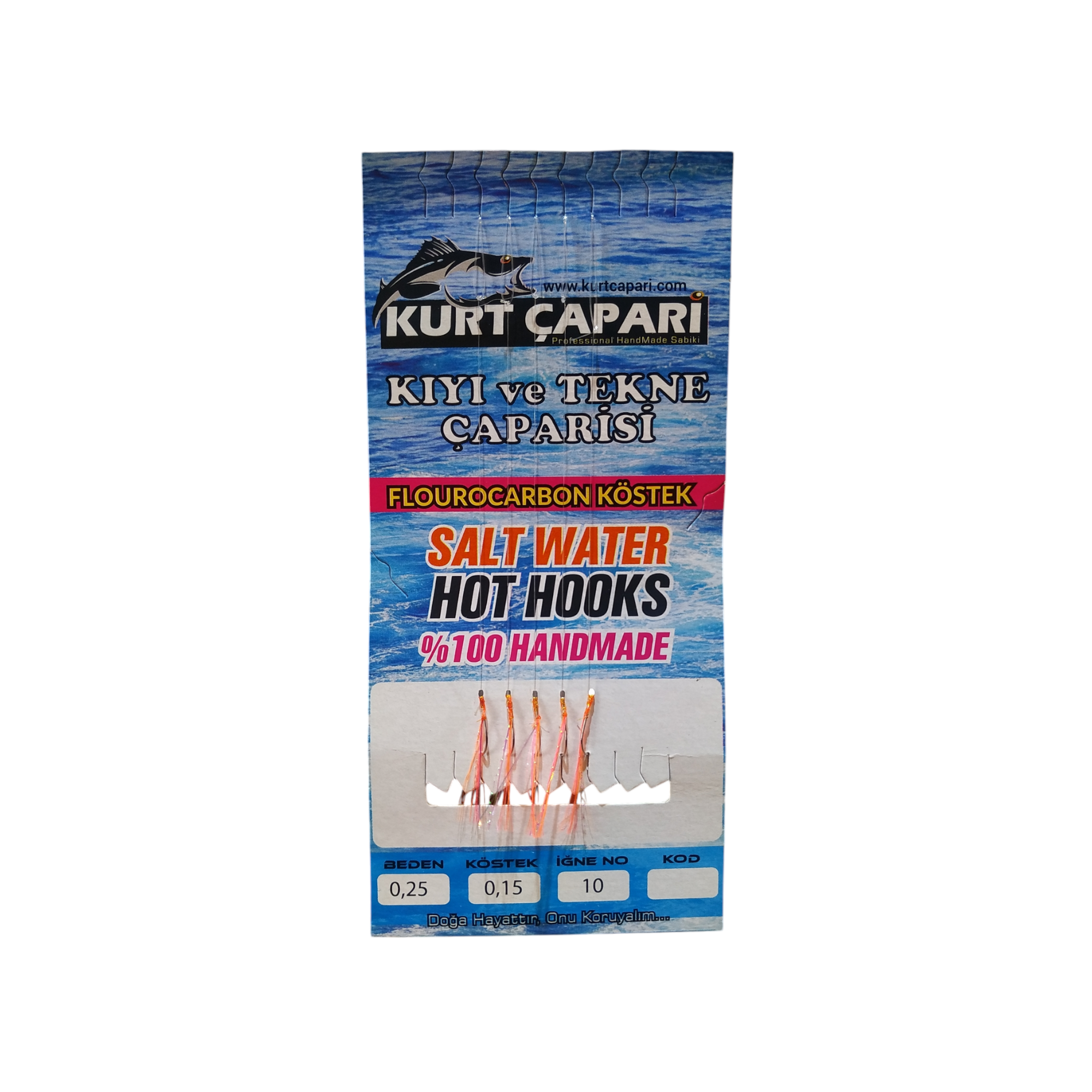 Kurt Çapari 10 Numara 5 İğneli UV Turuncu Simli 0.25 Beden 0.15 Kısa Köstek