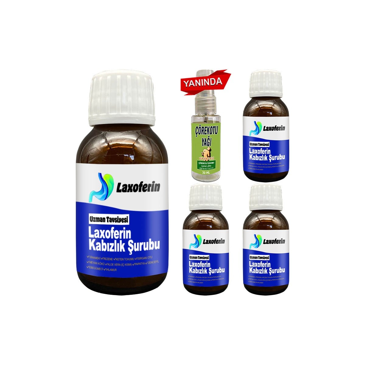 Laxoferin Şurup - 4 Adet Yanında Çörek Otu Yağı / Bay Bayan Kullanımına Uygun 50 ml Şurup