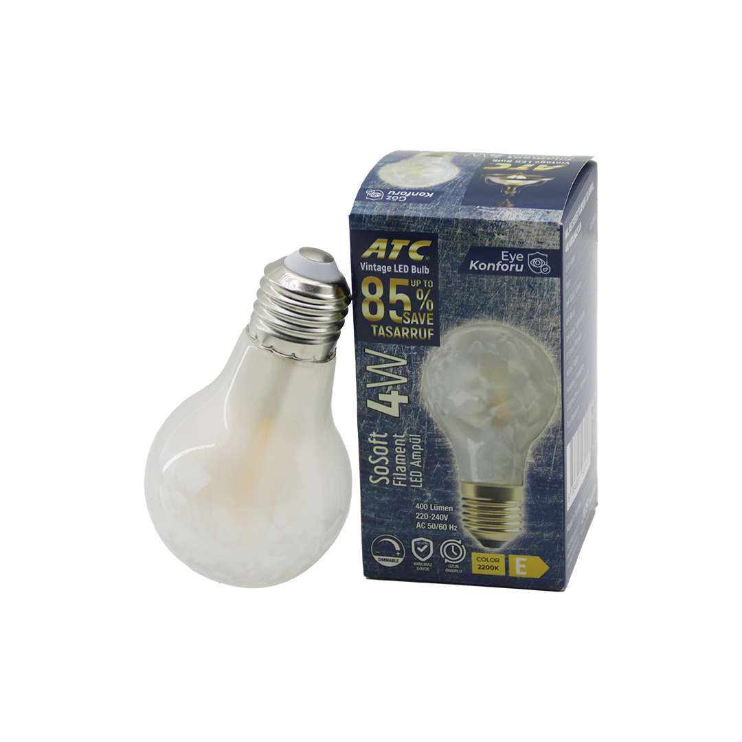 LED Filament E27 4W 2200K 400 Lümen Rustik Ampul (Kırılmaz)