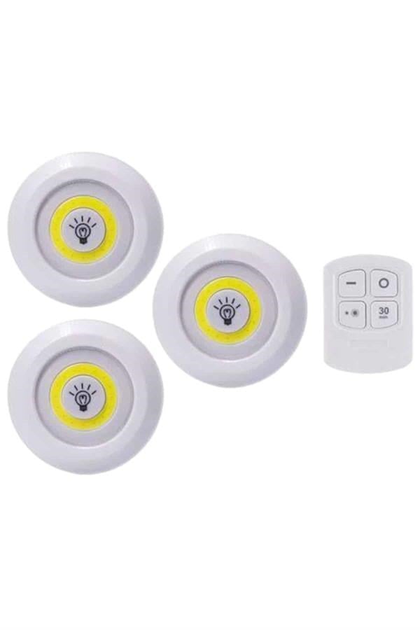Led Lamba 3'lü Uzaktan Kumandalı Yapışkanlı
