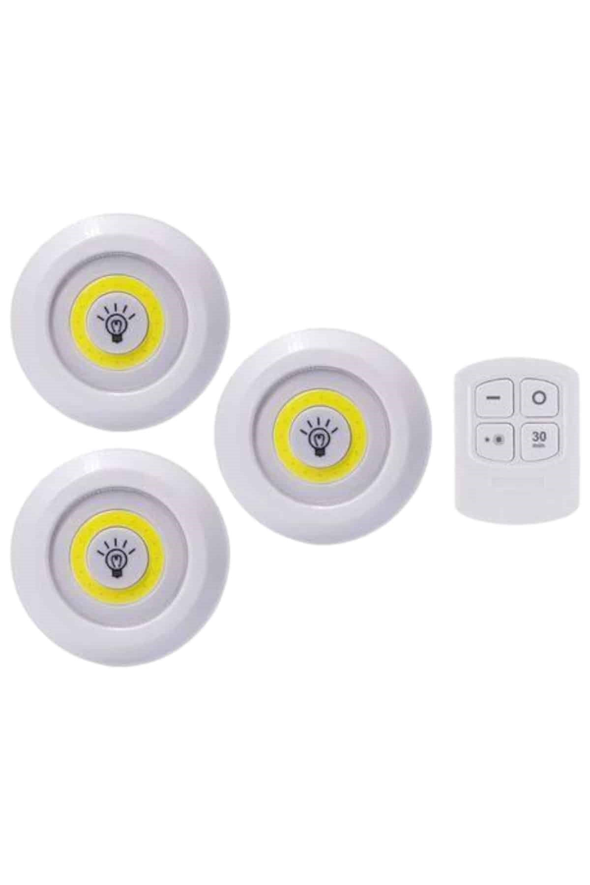 Led Lamba 3'lü Uzaktan Kumandalı Yapışkanlı
