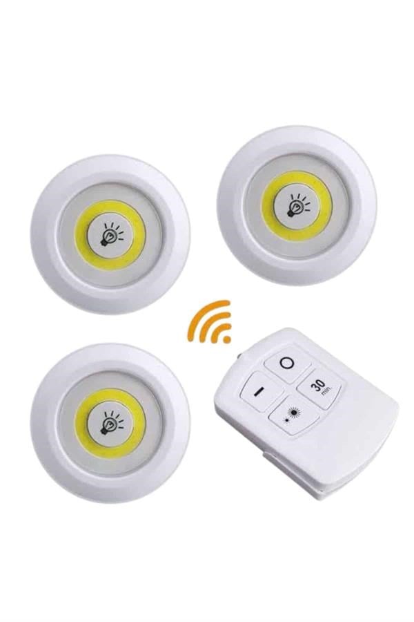 Led Lamba 3'lü Uzaktan Kumandalı Yapışkanlı