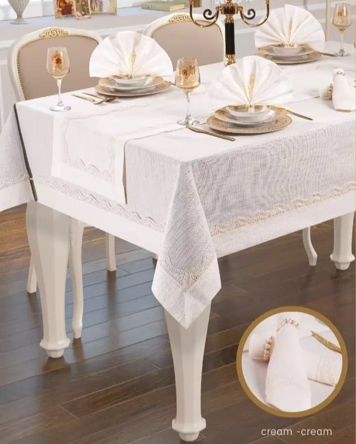 Liana Krem-Krem 12 Kişilik 26 Parça 155 × 220 cmSofra Seti
