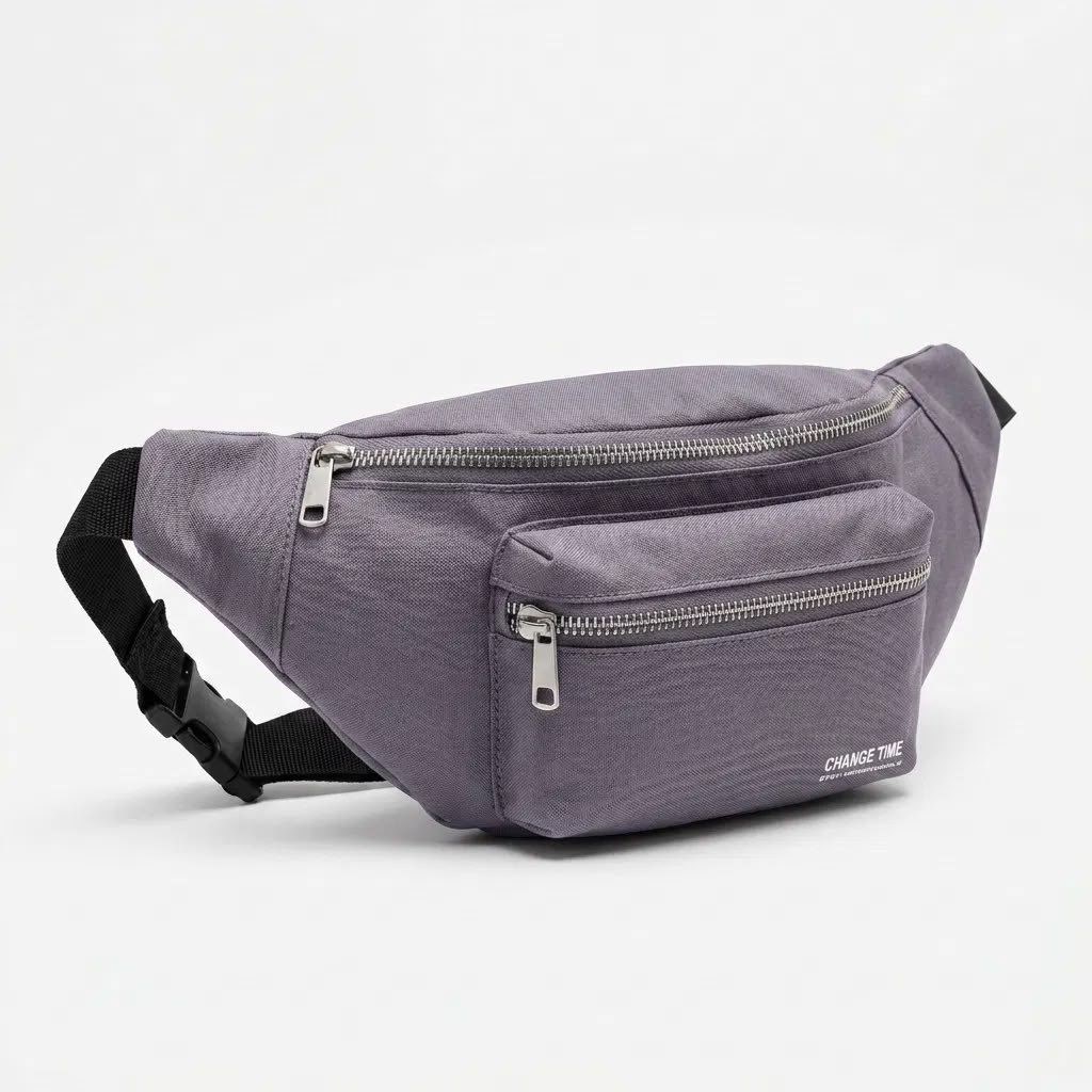 Lila Unisex Bel Çantası Çapraz Askılı Günlük Kullanım Fermuarlı 30x13 cm