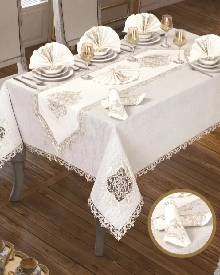 Lisa Linen Krem 26 Parça 160 × 260 cm Masa Seti