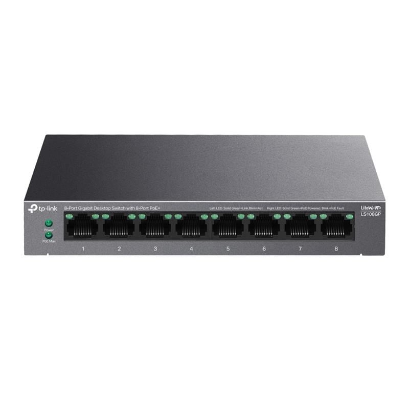 LS108GP 8 PORT GIGABIT + RJ45 62W 250 METRE POE MESAFE METAL KASA