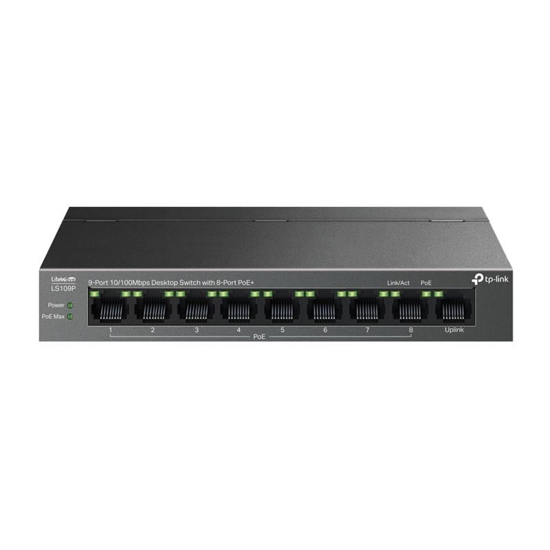 LS109P 8 PORT 10/100 +1 PORT RJ45 UPLINK 63W 250 METRE POE MESAFE METAL KASA SWITCH