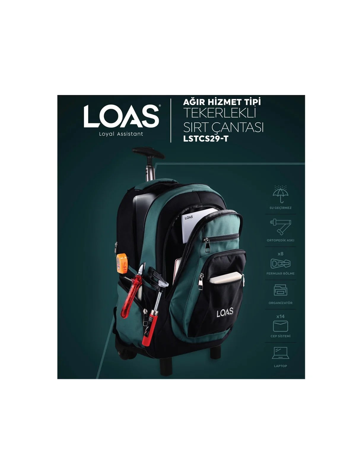 LSTCS29-T LOAS Ağır Tipi Tekerlekli Sırt Çantası
