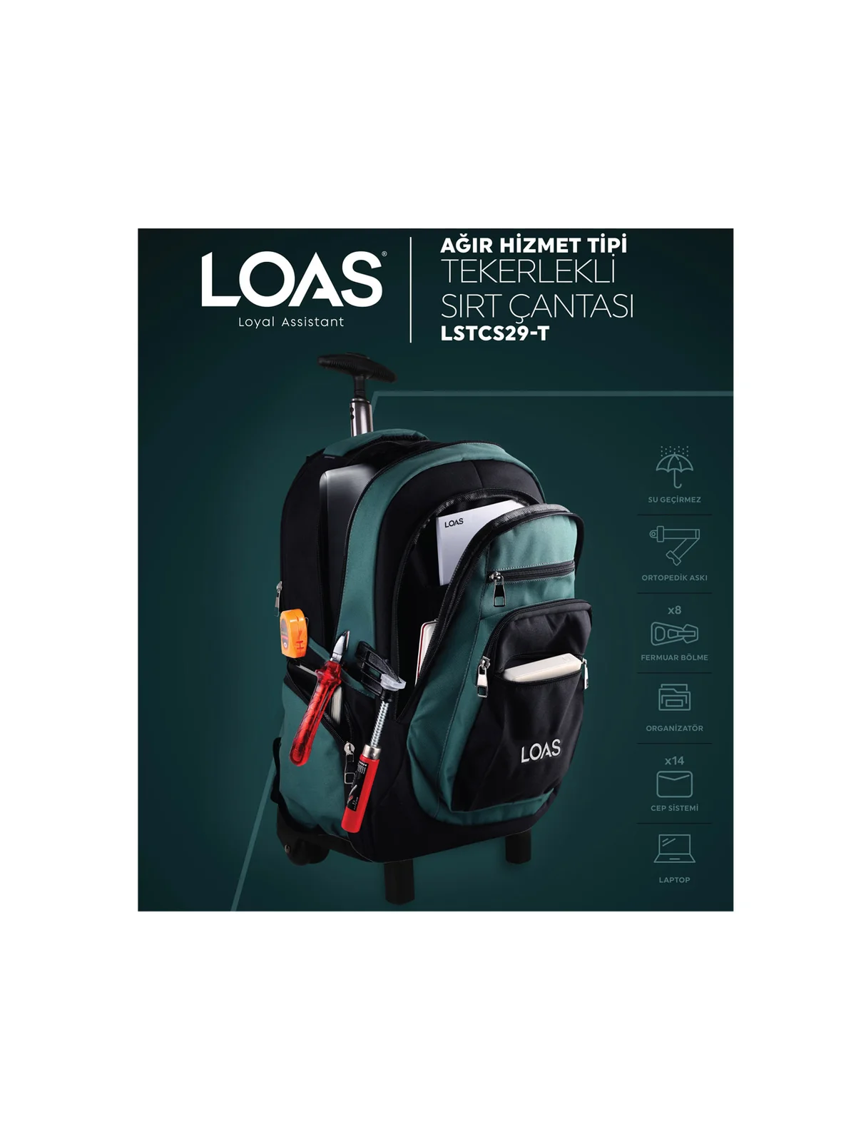 LSTCS29-T LOAS Ağır Tipi Tekerlekli Sırt Çantası