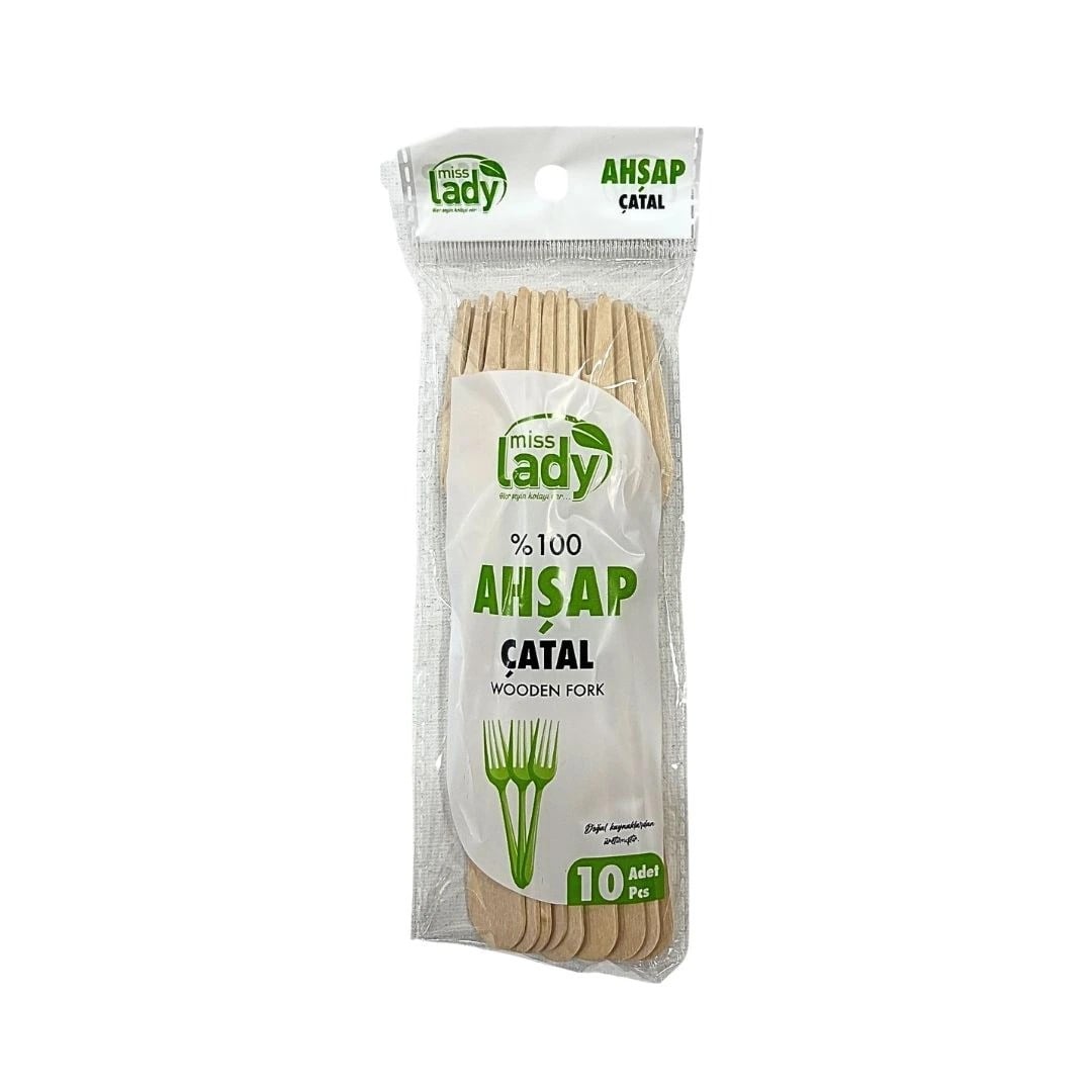 Lüx Ahşap Çatal 10'li