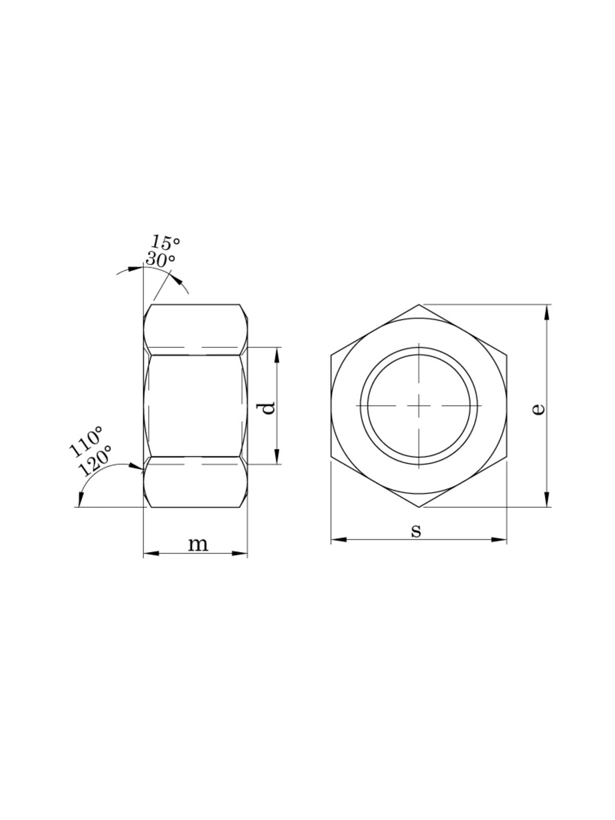 M12 Inox Altıköşe Somun DIN 934