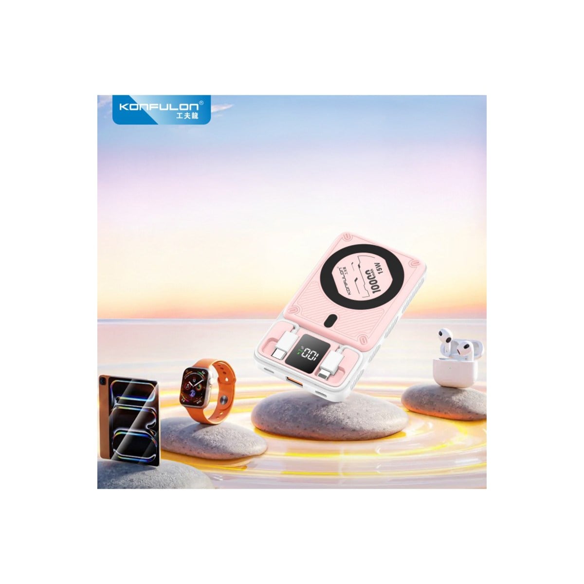 M25W 10.000 mAh 20W PD Magsafe Powerbank - Pembe