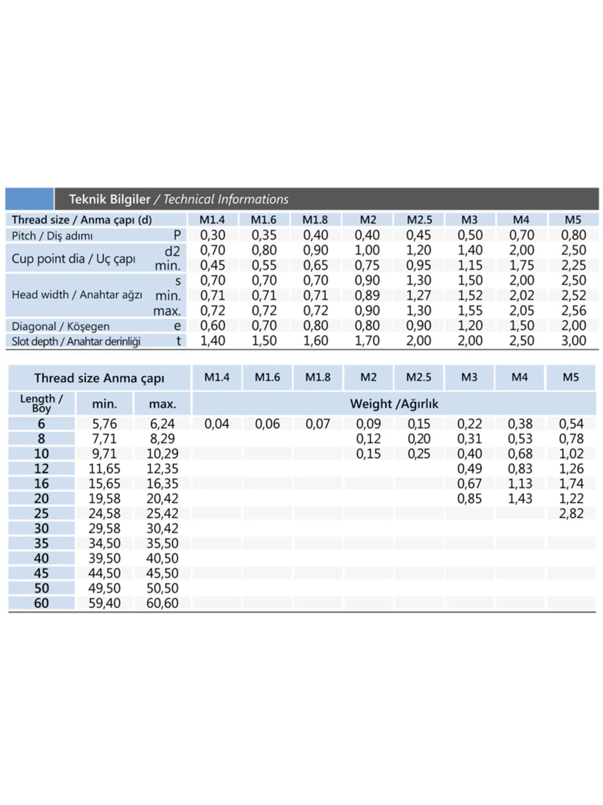 M6x10 Inox Setskur Cıvata DIN 916