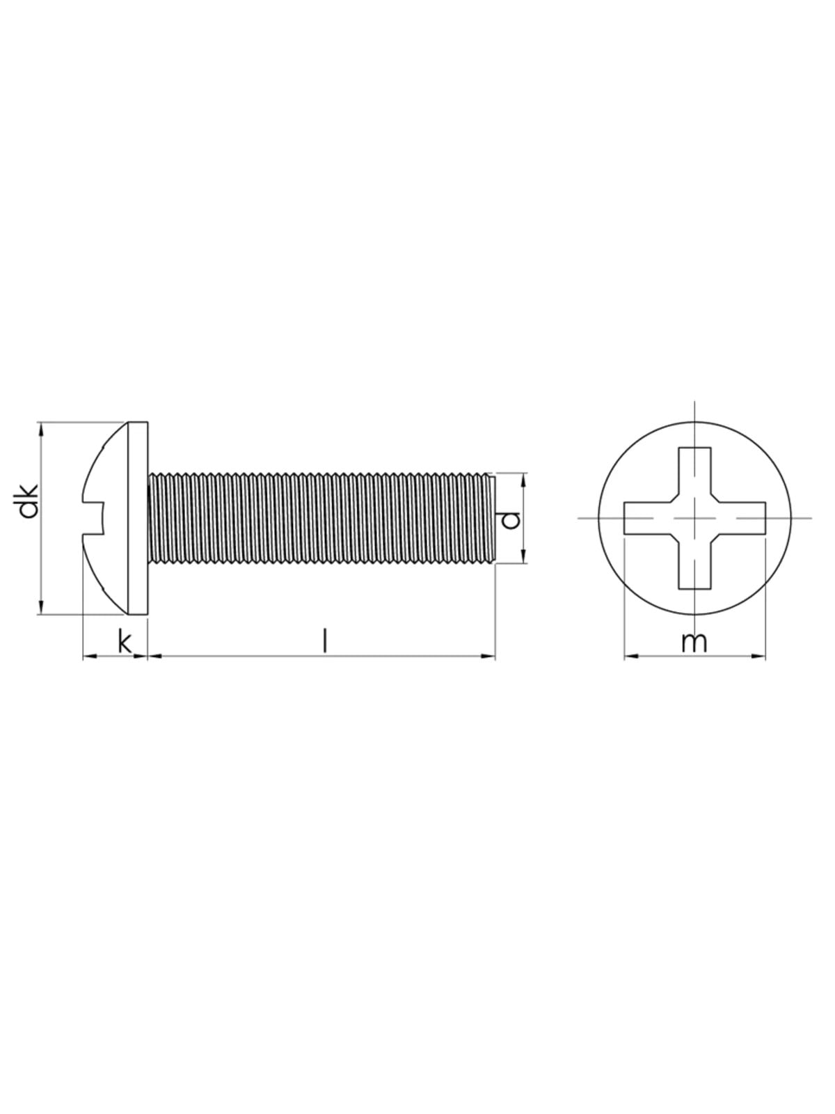 M6x16 mm Inox YSB Metrik Vida DIN 7985
