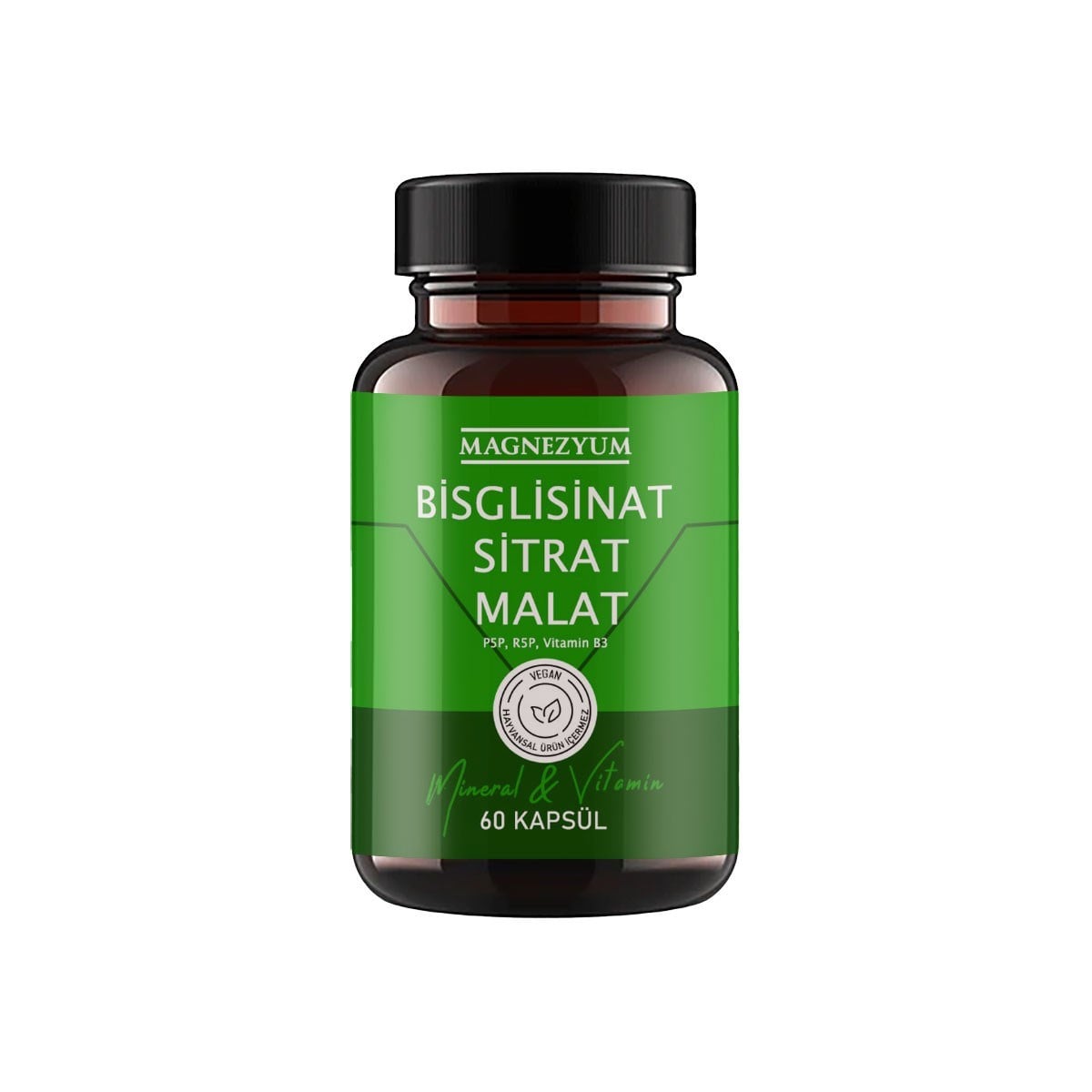 Magnezyum 1 Kutu Bisglisinat magnezyum sitrat malat & vitamin b2 B3 B6  ve mineral kapsülleri 60lı