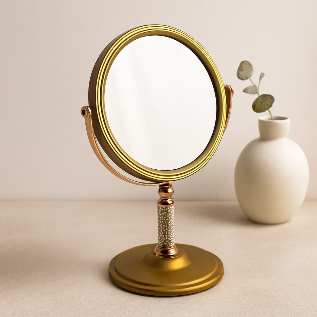 Makyaj Aynası 17.5 cm Çift Taraflı Bronz-Gümüş