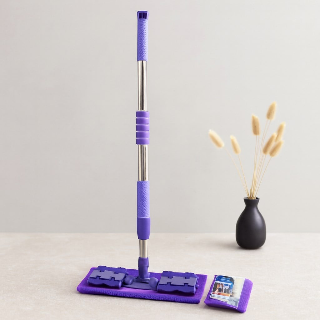 Mandallı Palet Mop Mikrofiber Paspas Metal Uzayan Sap 70-107 cm 360°