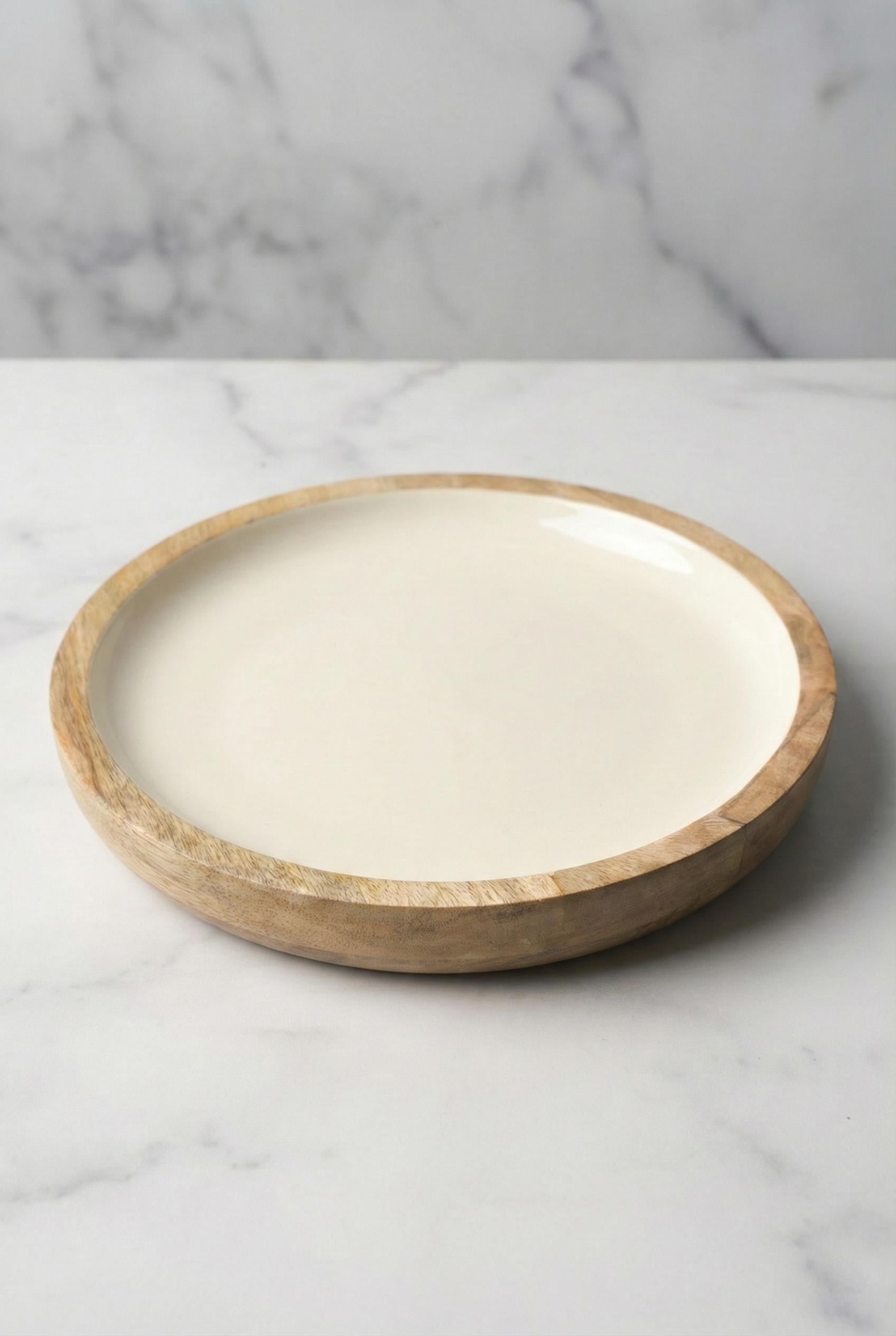 Mango Agacı Pasta Tabağı & Sunum Tabağı 20 Cm Krem