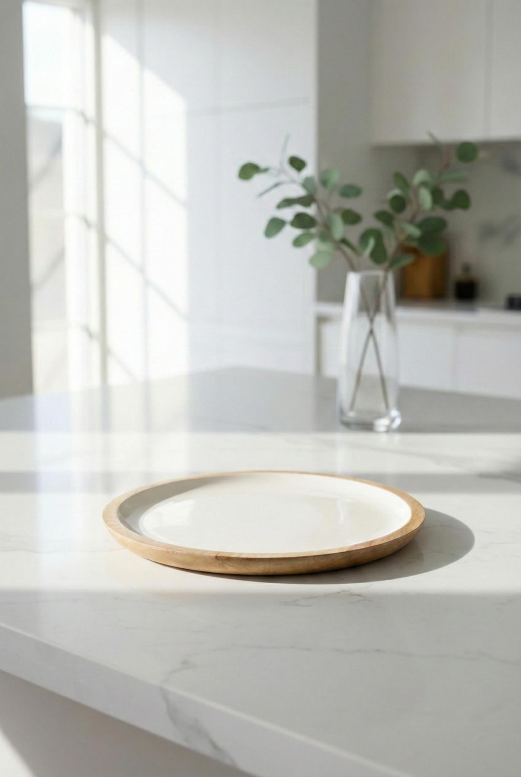 Mango Agacı Servis Tabağı & Sunum Tabağı 25 Cm Krem