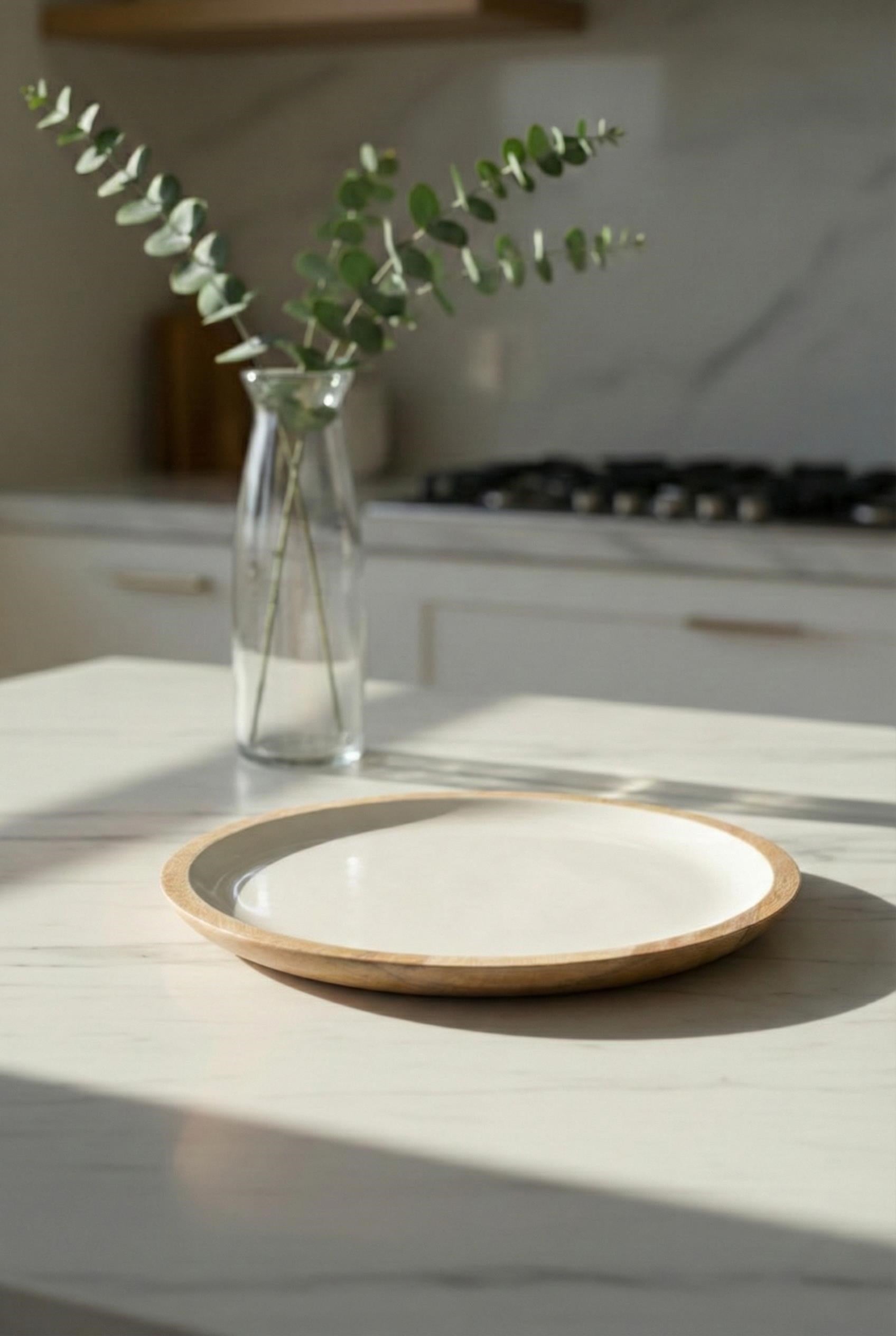 Mango Agacı Servis Tabağı & Sunum Tabağı 25 Cm Krem