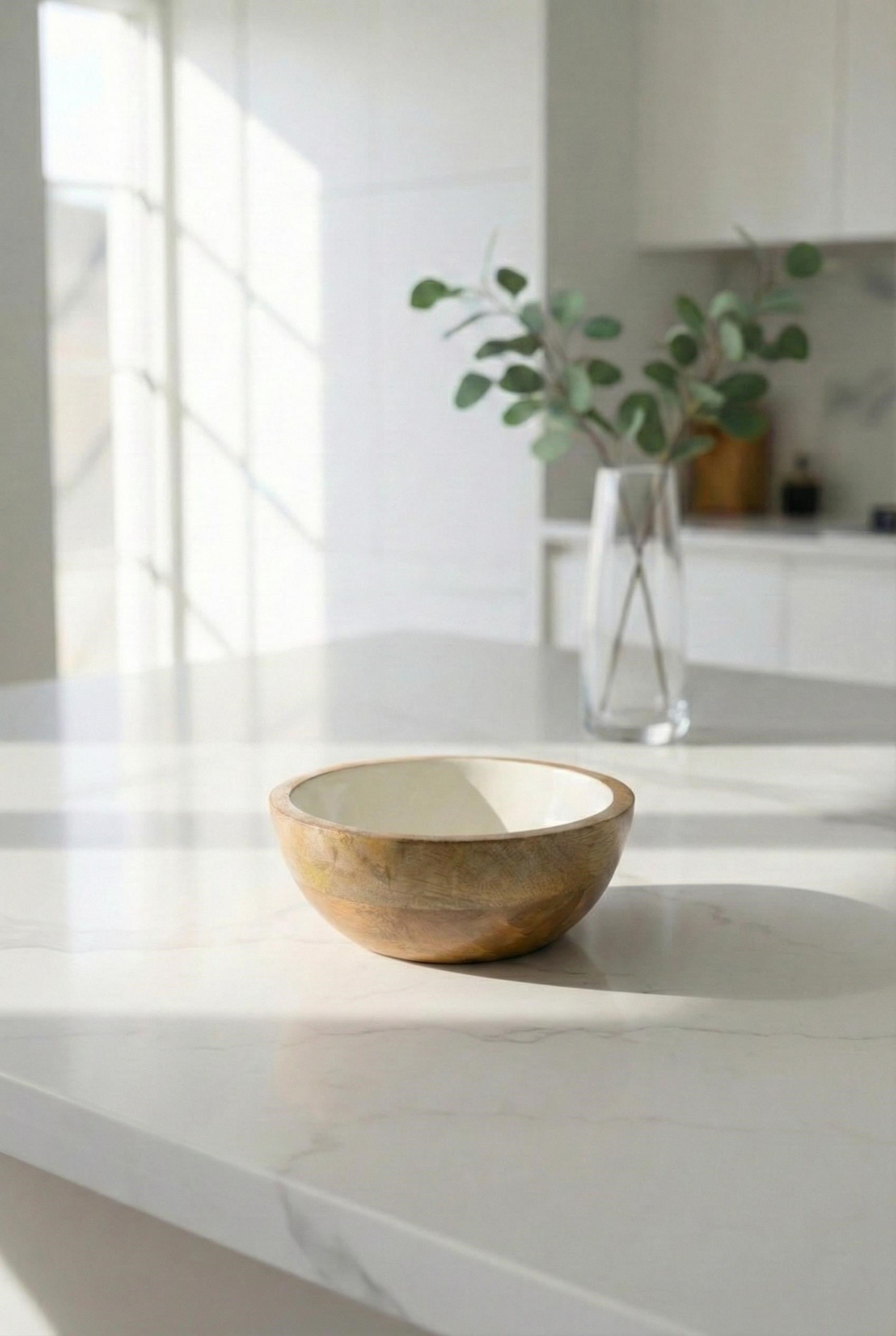 Mango Agacı Sunum Servis Kasesi & Dekoratif Kase 20 Cm Krem