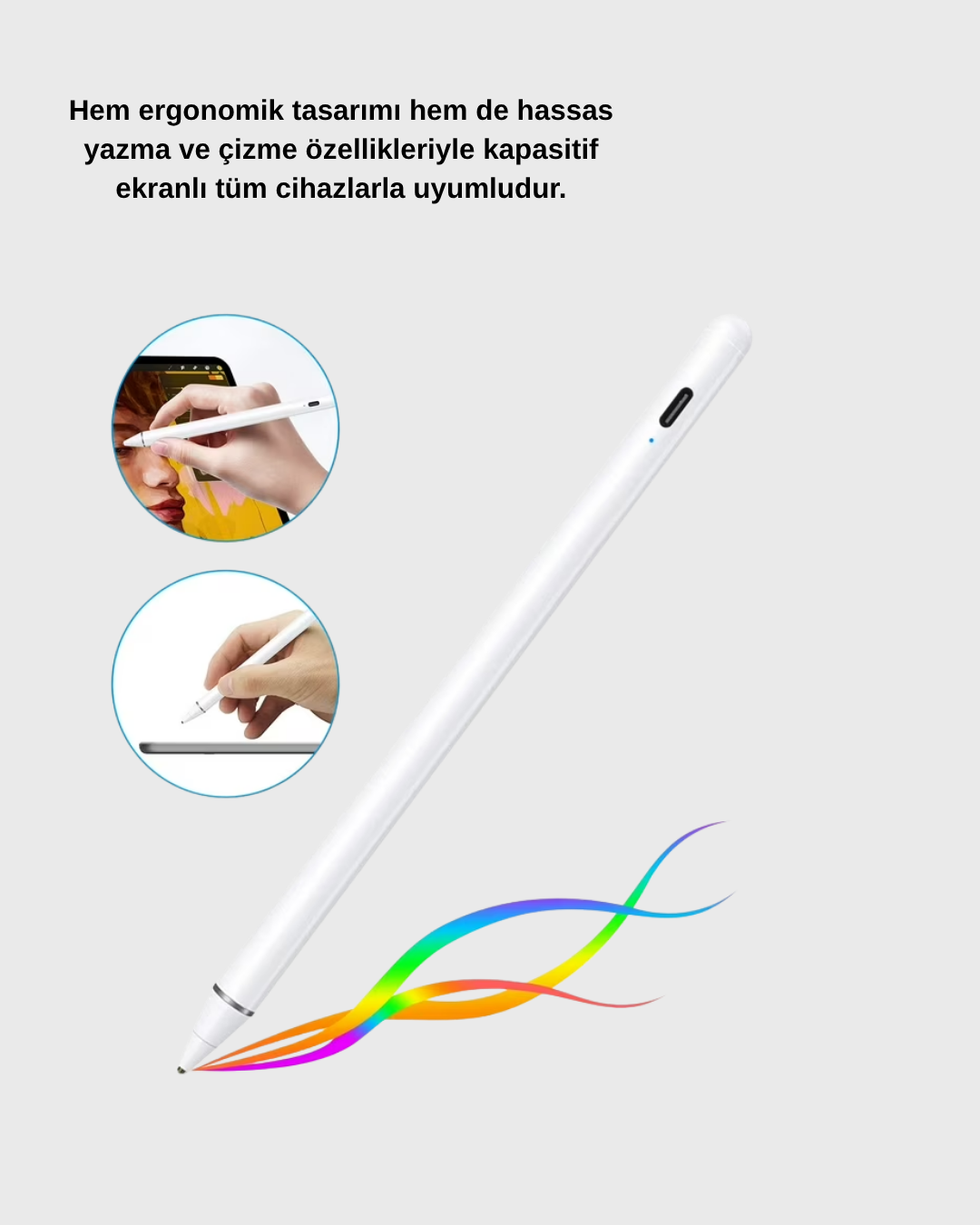 Manyetik Dokunmatik Kalem – Bluetooth Gerektirmeyen, Type-C Şarjlı, iPad ve Android Uyumlu Hassas Stylus