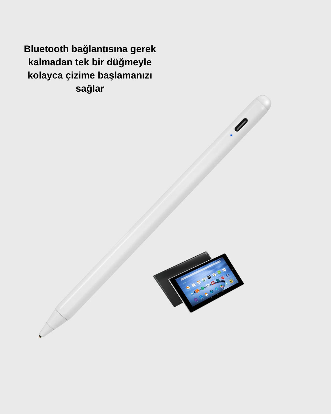 Manyetik Dokunmatik Kalem – Bluetooth Gerektirmeyen, Type-C Şarjlı, iPad ve Android Uyumlu Hassas Stylus
