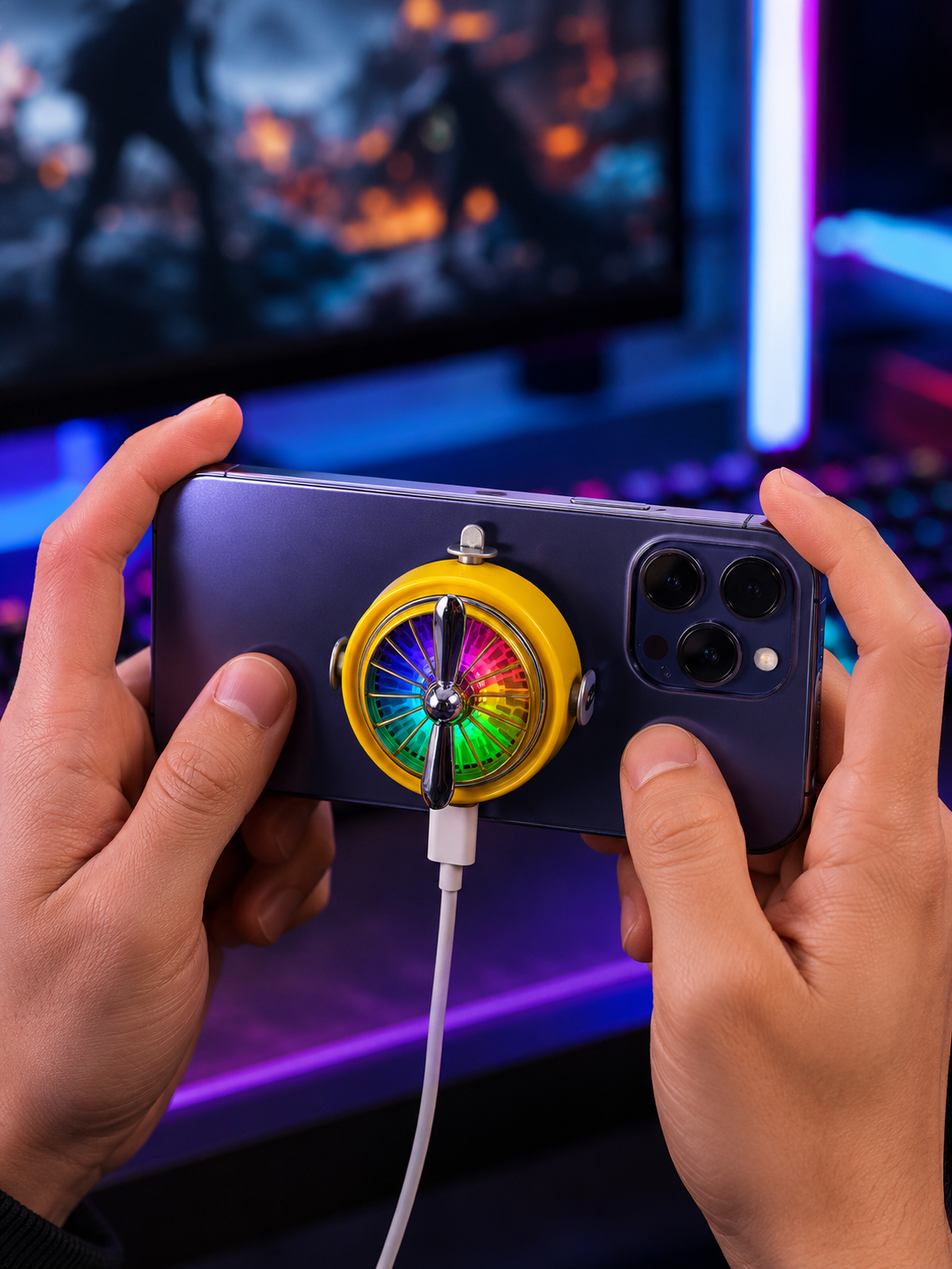 Manyetik Telefon Soğutucu RGB Fanlı Mobil Oyun Soğutucusu
