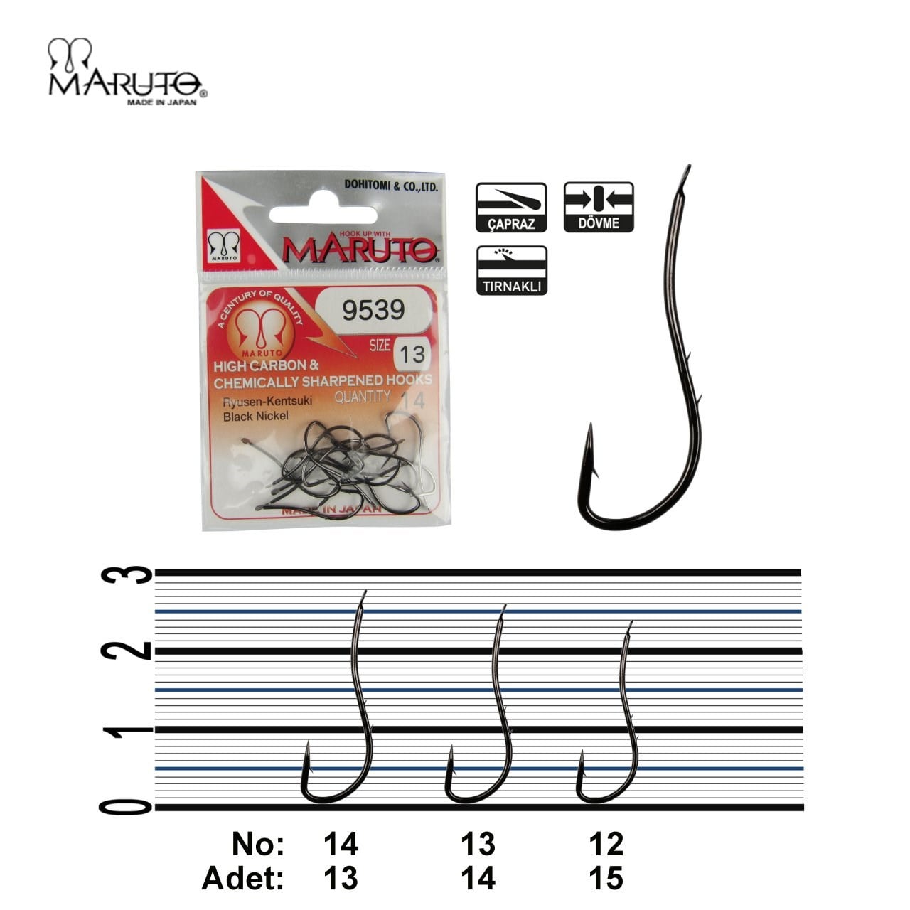 Maruto 9539 Black Nikel Olta İğnesi - NO-12