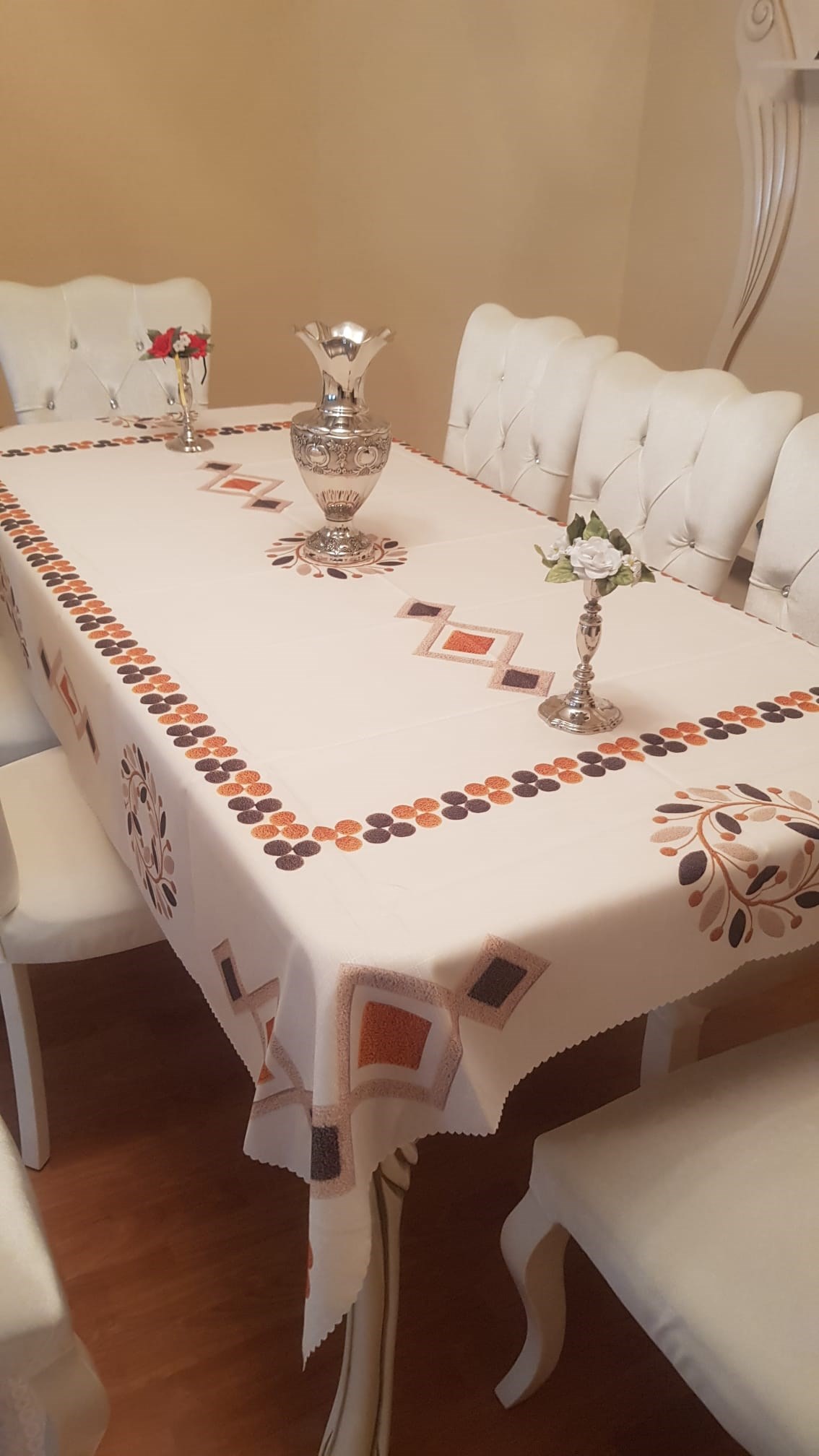 Masa Örtüsü, Dijital Baskılı Tek Masa Örtüsü, Desenli Leke Tutmaz Tek Masa Örtüsü 160x220cm