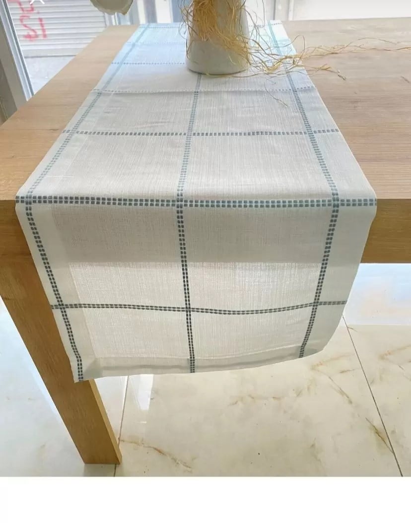 Masa Üzerine Runner, Masa Örtüsü Runneri Tek Runner Belena 30/130 cm Mavi Çizgili