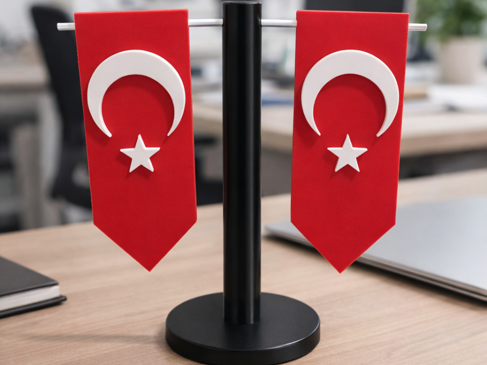 Masaüstü Standlı Türk Bayrağı Dekoru Ofis ve Masa Süsü