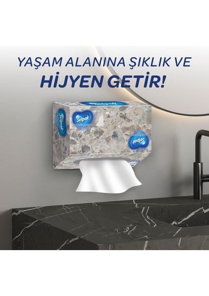 Mermer Desenli Kutulu El ve Yüz Havlusu 80 Yaprak