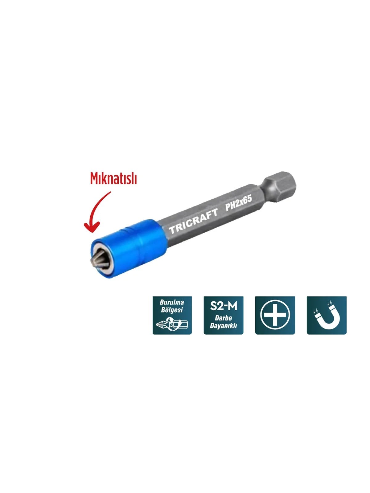 MES7080 PH2x65 Mıknatıs Uçlu Bits Uç Tek Yönlü