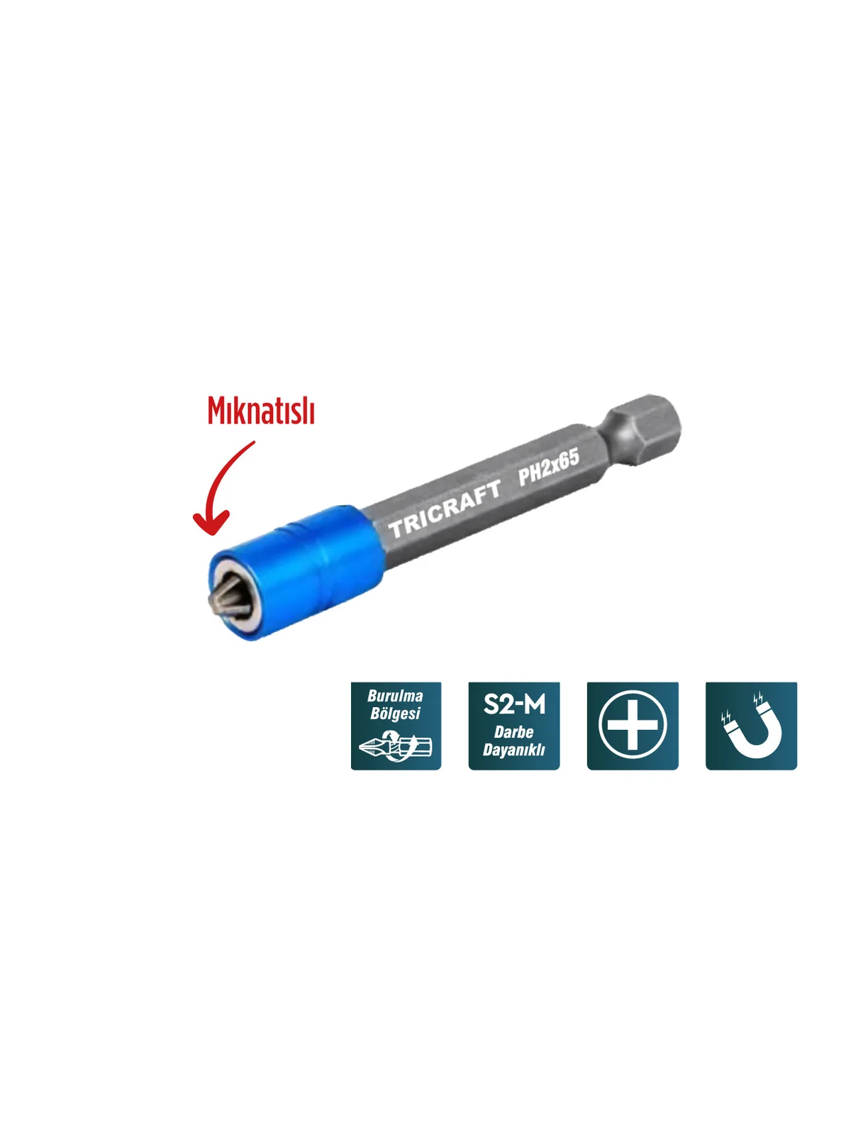 MES7080 PH2x65 Mıknatıs Uçlu Bits Uç Tek Yönlü