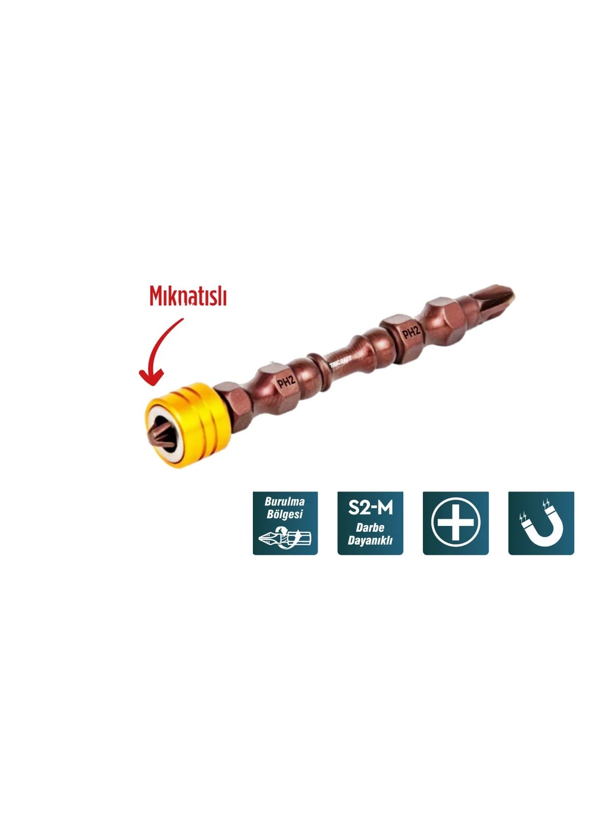MES7083 PZ2x65 Mıknatıs Uçlu Bits Uç Çift Yönlü
