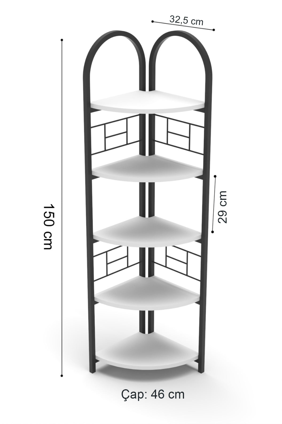 Metal Çiçeklik Kitaplık Bej 151 cm
