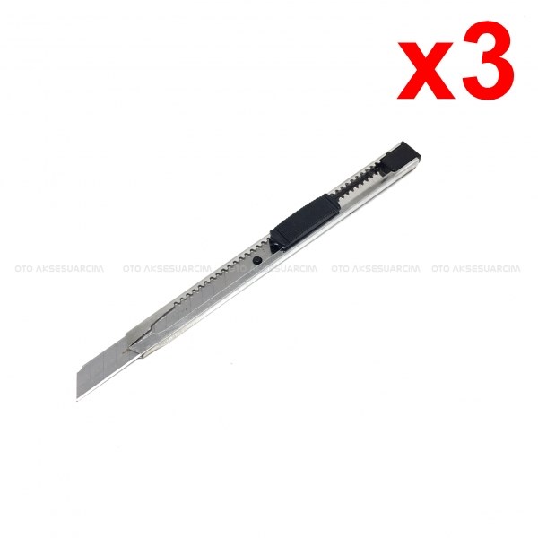 Metal Dar Maket Bıçağı İnce Falçata 9mm 3 Adet