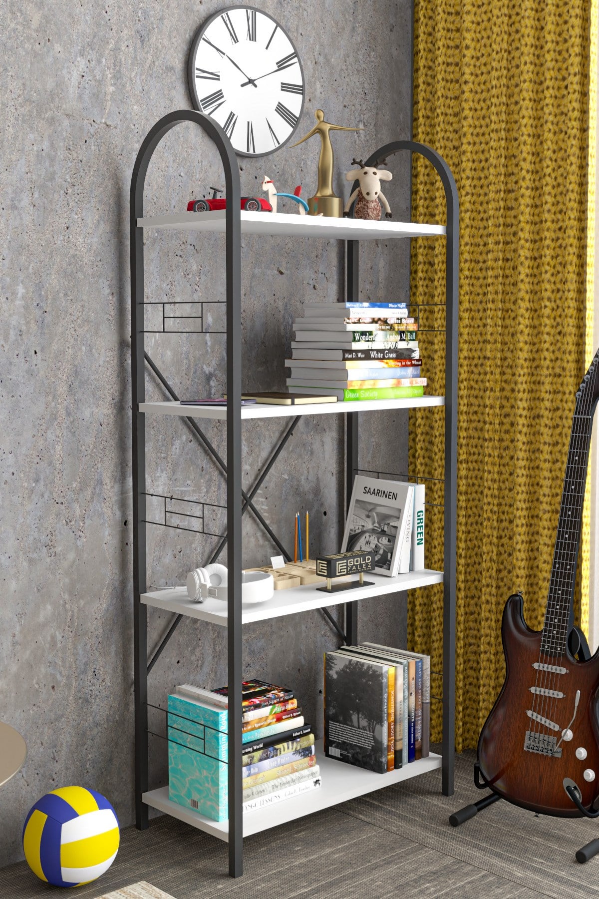 Metal Kitaplık Beyaz 150 cm