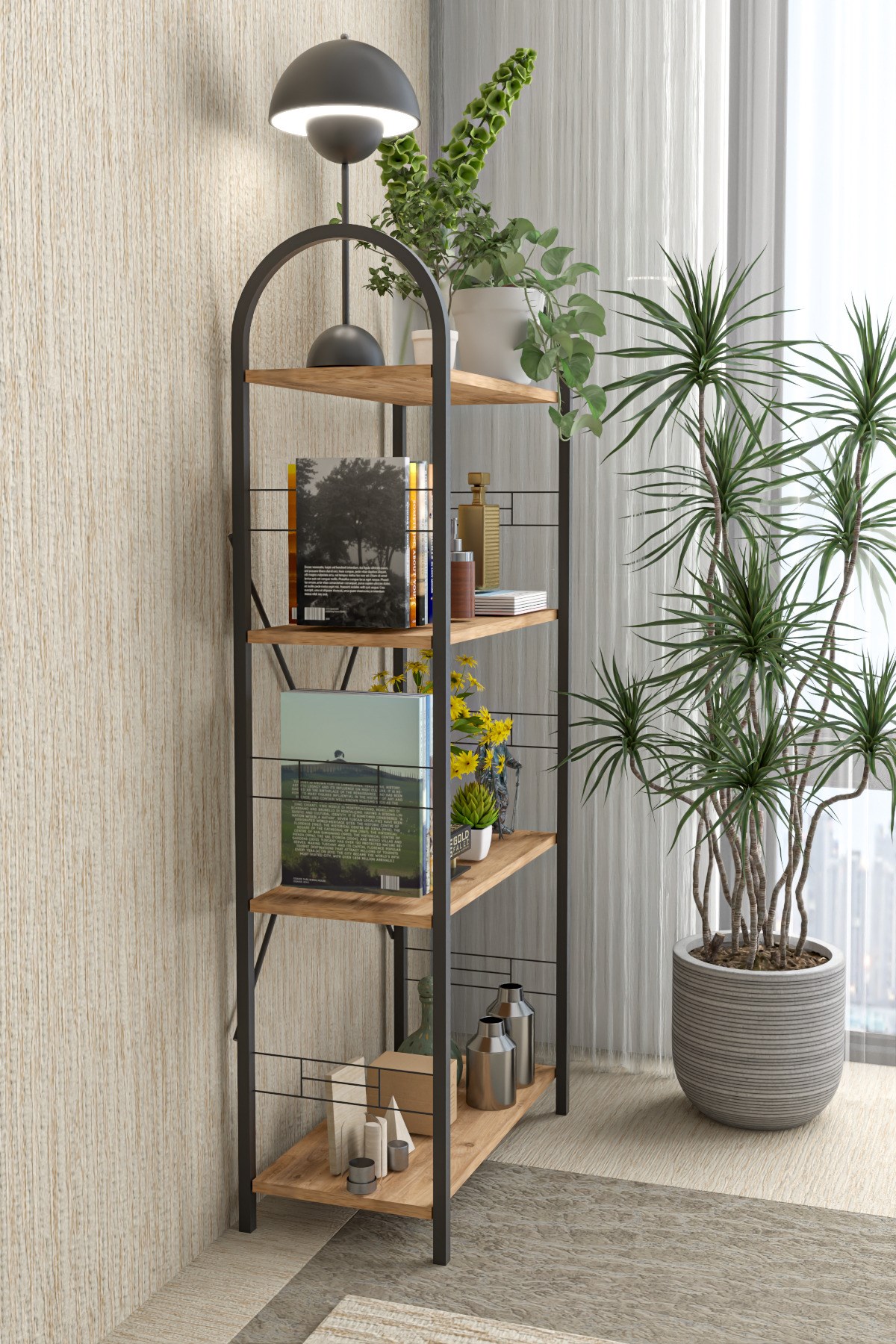 Metal Kitaplık Kahverengi 150 cm