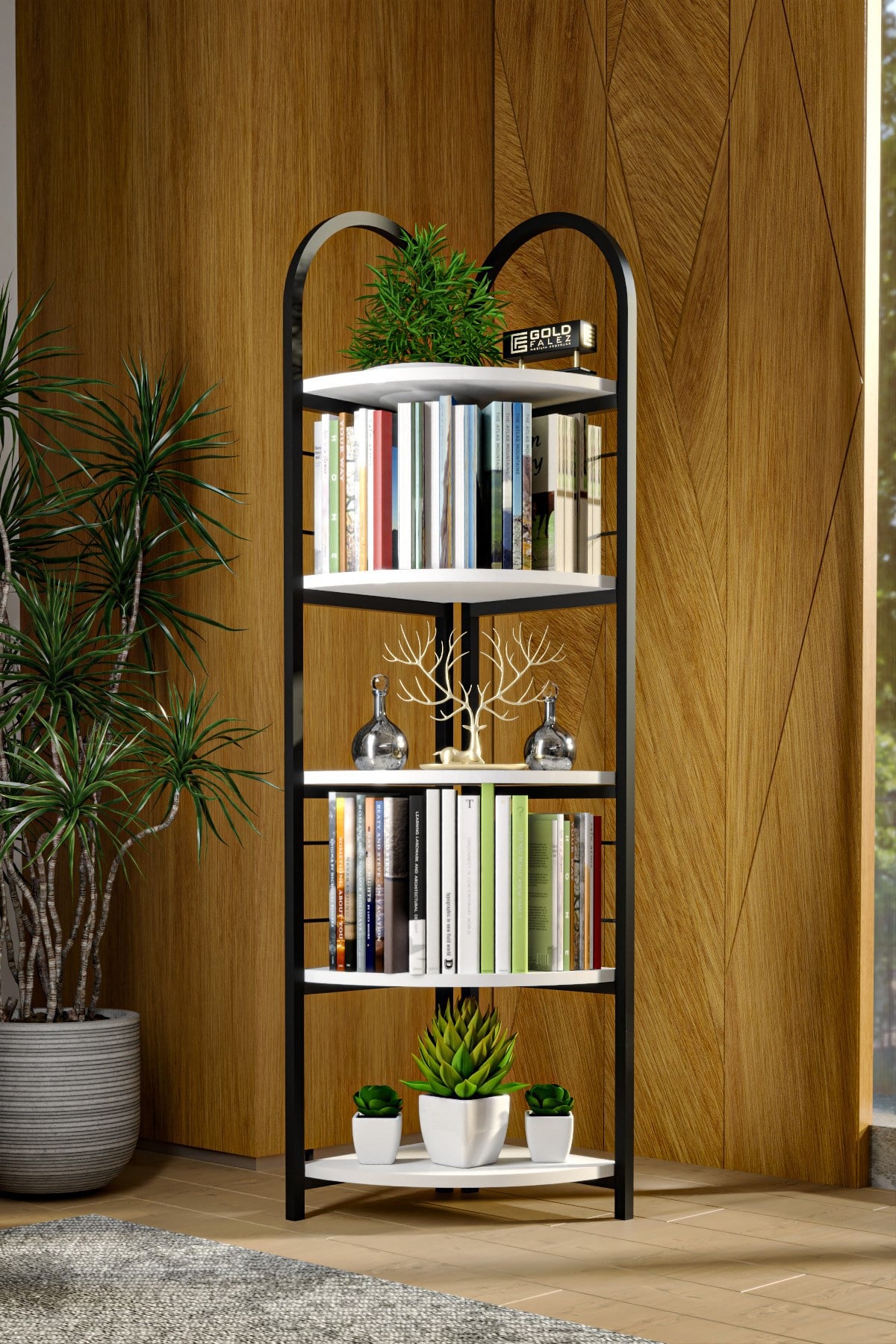 Metal Köşe Kitaplığı Beyaz 150 cm
