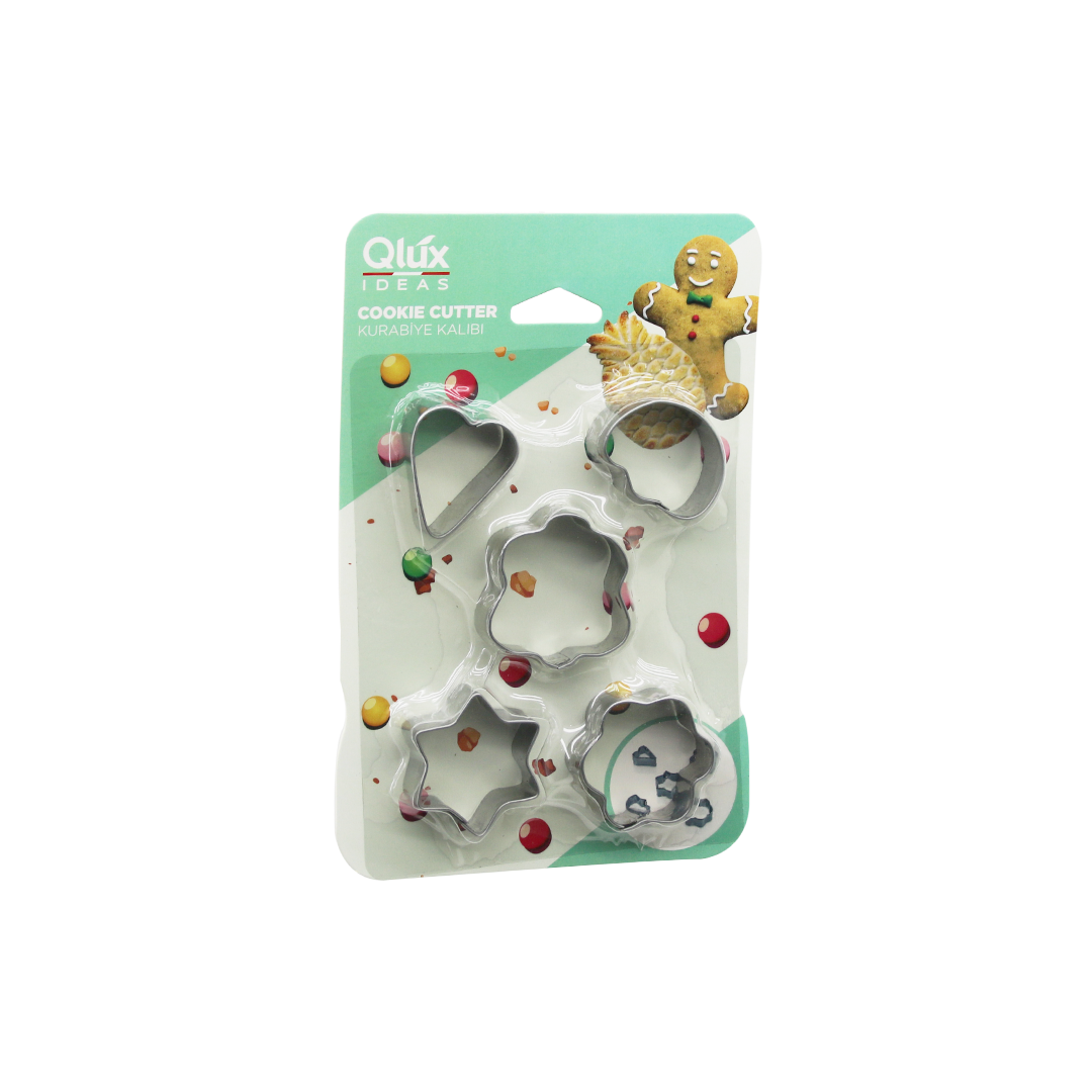 Metal Kurabiye Kalıbı 5li Set (Kalp, Yıldız, Papatya, Ağaç)