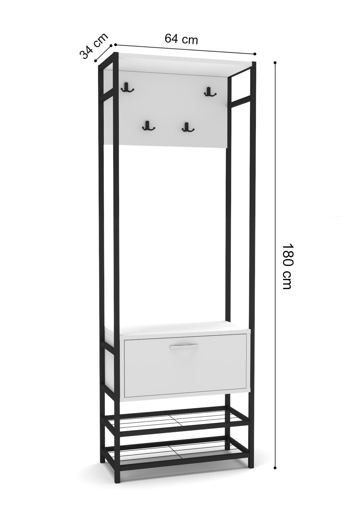 Metal Portmanto Kahverengi 180 cm