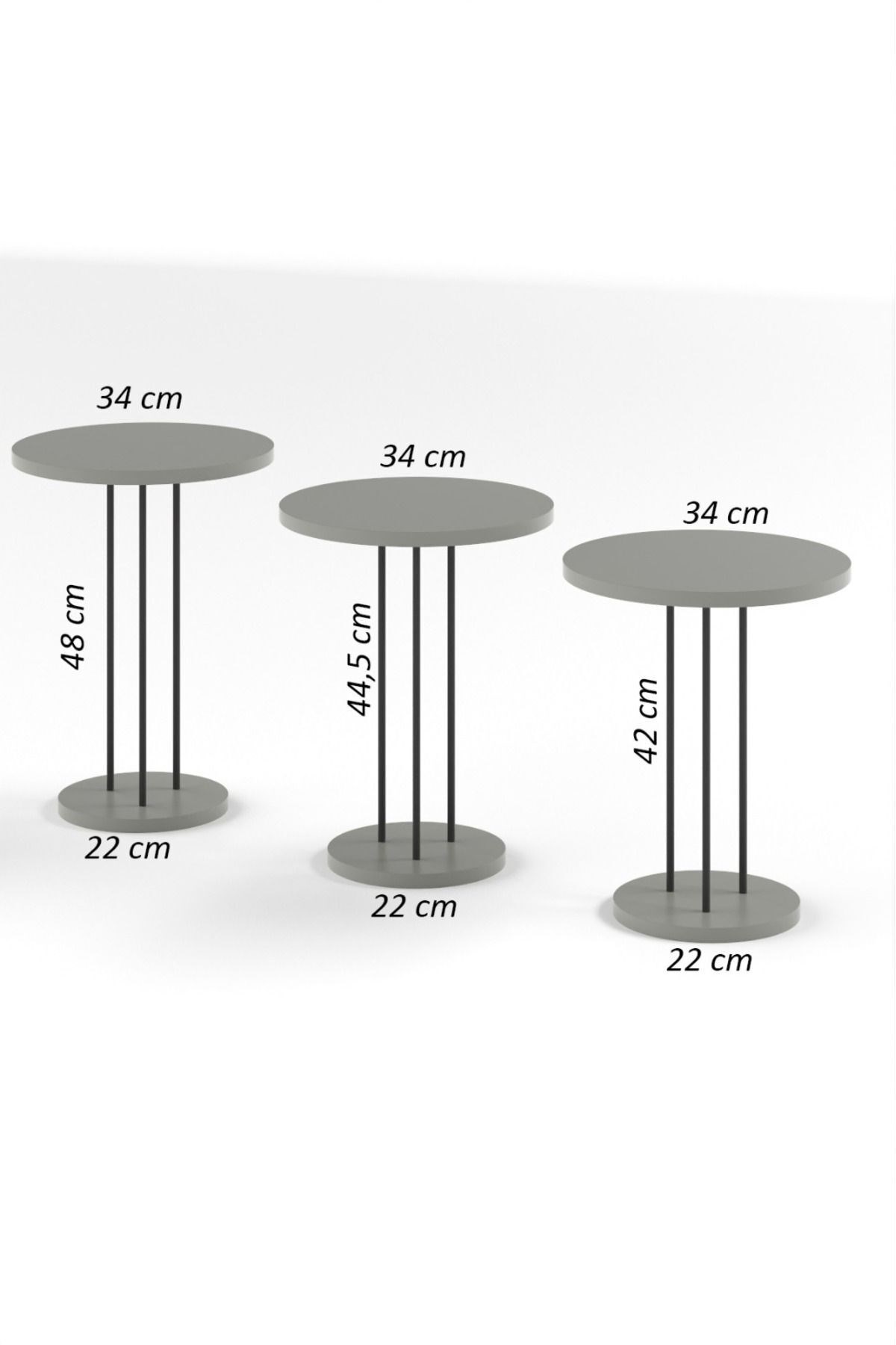 Metal Terra Zigon Beyaz 3'lü