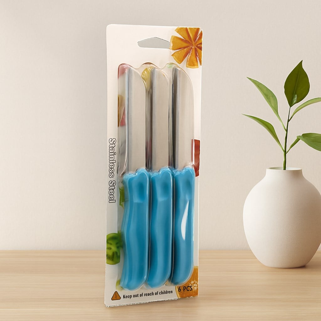 Meyve Bıçağı 6lı Set - Renkli Plastik Saplı