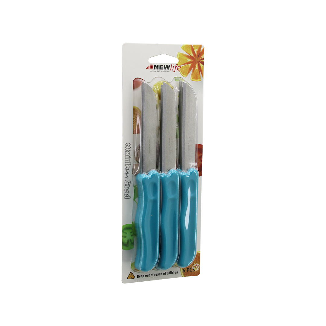 Meyve Bıçağı 6lı Set - Renkli Plastik Saplı