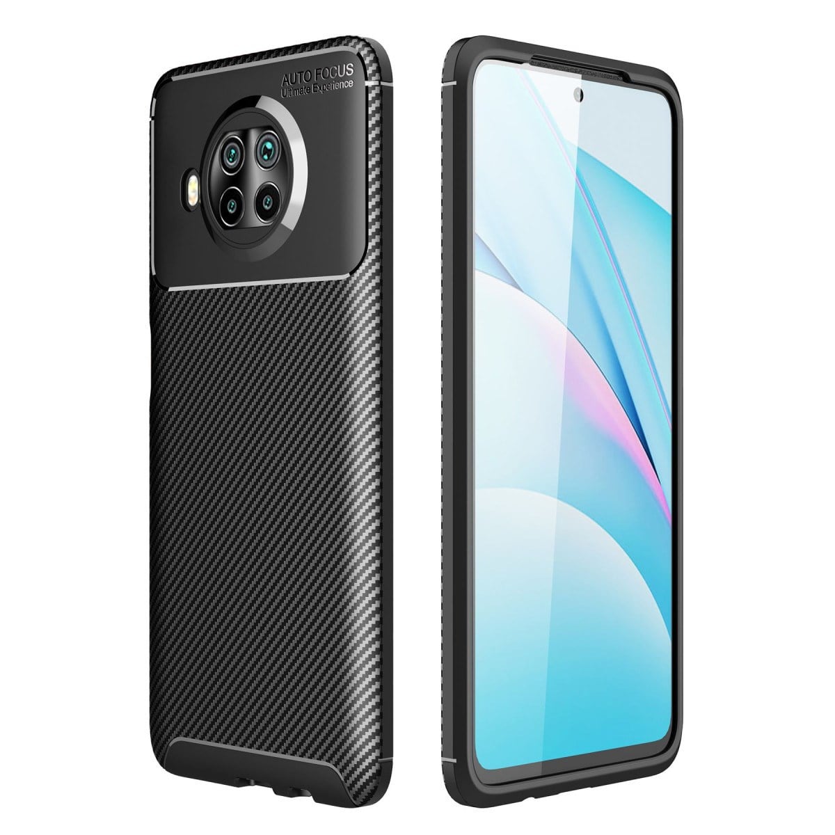 Mi 10T Lite Kılıf Auto Focus Karbon Kapak - Siyah