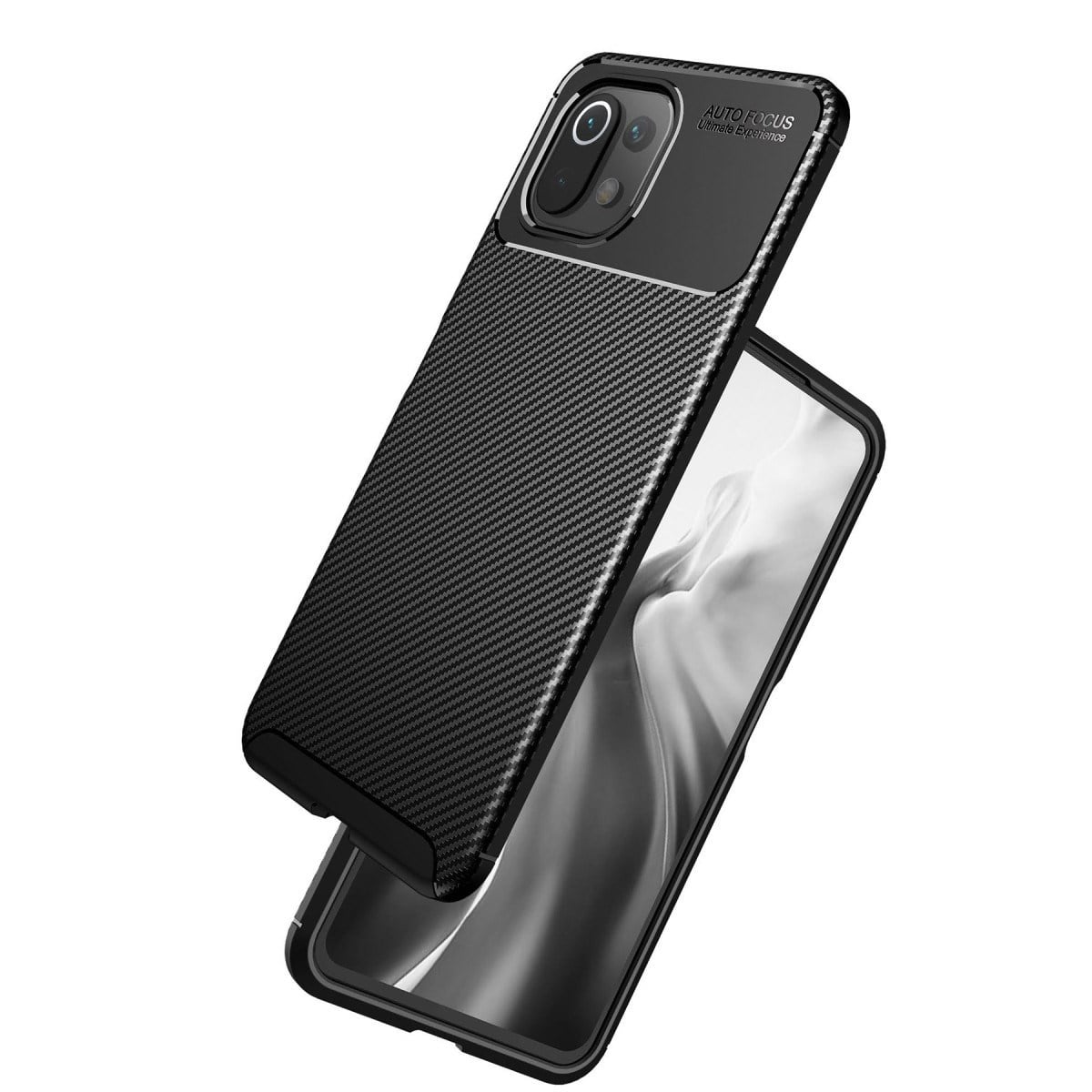 Mİ 11 Lite Kılıf Auto Focus Karbon Kapak - Siyah