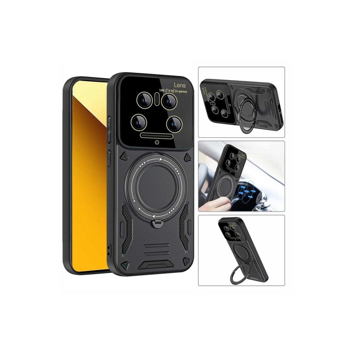 Mi 14 Ultra Kılıf Joy Lens Standlı Kapak - Kırmızı